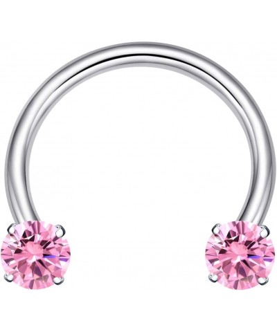G23 Titanium 16G CZ Septum Rings,Horseshoe Daith Cartilage Tragus Piercing Jewelry Pink CZ,16G 5mm $11.01 Body Jewelry