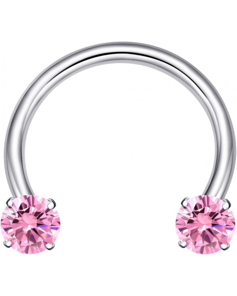 G23 Titanium 16G CZ Septum Rings,Horseshoe Daith Cartilage Tragus Piercing Jewelry Pink CZ,16G 5mm $11.01 Body Jewelry