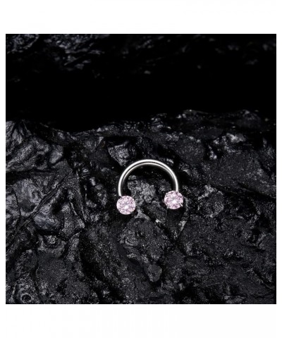 G23 Titanium 16G CZ Septum Rings,Horseshoe Daith Cartilage Tragus Piercing Jewelry Pink CZ,16G 5mm $11.01 Body Jewelry