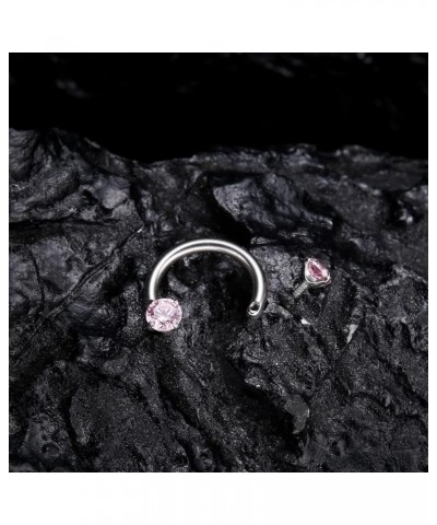 G23 Titanium 16G CZ Septum Rings,Horseshoe Daith Cartilage Tragus Piercing Jewelry Pink CZ,16G 5mm $11.01 Body Jewelry