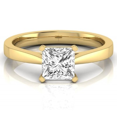 IGI Certified 1 Carat Princess Lab Grown Diamond (E, VVS2) 14K Gold Cathedral Shank Solitaire Engagement Ring Yellow Gold $38...