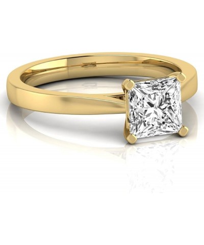 IGI Certified 1 Carat Princess Lab Grown Diamond (E, VVS2) 14K Gold Cathedral Shank Solitaire Engagement Ring Yellow Gold $38...