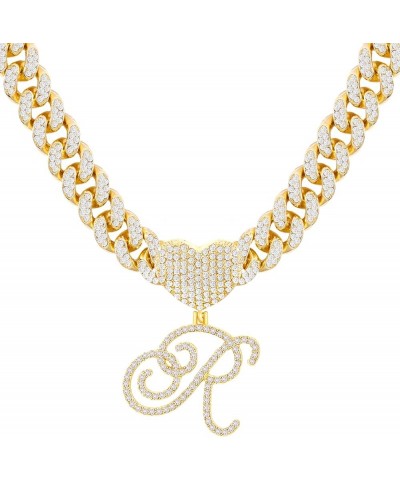 Gold Initial Cuban Link Chain for Women Miami Iced Out Chain for women Bling Diamond Chain Necklace Hip Hop Jewelry R $10.39 ...