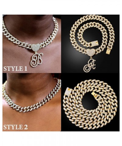 Gold Initial Cuban Link Chain for Women Miami Iced Out Chain for women Bling Diamond Chain Necklace Hip Hop Jewelry R $10.39 ...