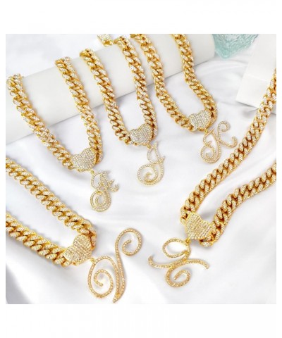 Gold Initial Cuban Link Chain for Women Miami Iced Out Chain for women Bling Diamond Chain Necklace Hip Hop Jewelry R $10.39 ...