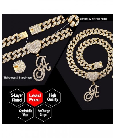 Gold Initial Cuban Link Chain for Women Miami Iced Out Chain for women Bling Diamond Chain Necklace Hip Hop Jewelry R $10.39 ...