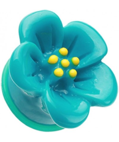 Adorable Hibiscus Flower Single Flared Ear Gauge Plug (Sold by Pair) 3/4", Teal $9.02 Body Jewelry