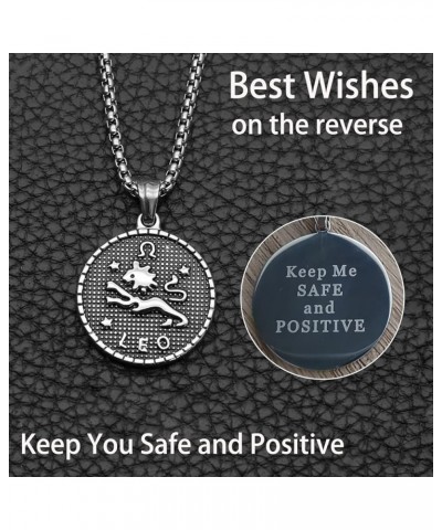 Zodiac Sign Necklace for Women 12 Constellation Coin Pendant with Best Wishes Almuet Lucky Charm Necklace Leo (July 23 - Aug....