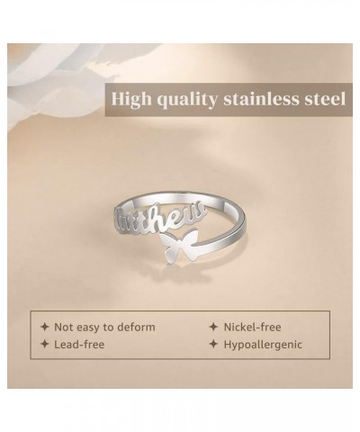 Custom Ring for Women with 2 Names 925 Sterling Silver/Stainless Steel Name Ring Personalized Memorial Rings for Women Birthd...