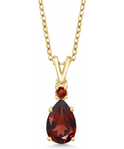 18K Yellow Gold Plated Silver Red Garnet Pendant Necklace For Women (1.49 Cttw, Gemstone January Birthstone, Pear Shape 9X6MM...