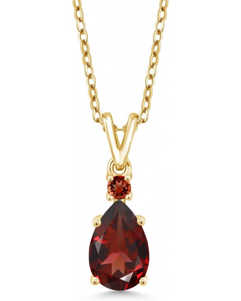 18K Yellow Gold Plated Silver Red Garnet Pendant Necklace For Women (1.49 Cttw, Gemstone January Birthstone, Pear Shape 9X6MM...