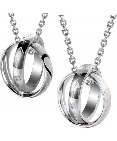 His & Hers Couples Engraved Double Ring Pendant Necklace Real Love - My Only Love $14.44 Necklaces
