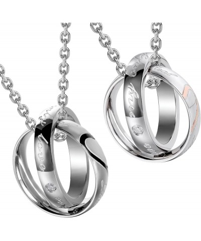 His & Hers Couples Engraved Double Ring Pendant Necklace Real Love - My Only Love $14.44 Necklaces