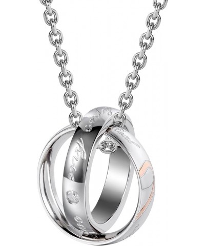 His & Hers Couples Engraved Double Ring Pendant Necklace Real Love - My Only Love $14.44 Necklaces