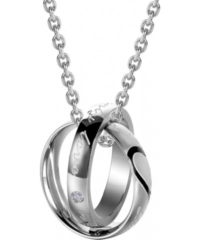 His & Hers Couples Engraved Double Ring Pendant Necklace Real Love - My Only Love $14.44 Necklaces