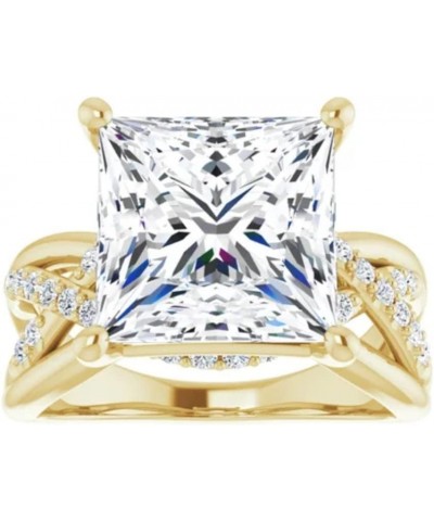 10K Gold 5 CT Princess Cut VVS1 Colorless Moissanite Engagement Ring for Women Bridal Set Handmade Diamond Wedding Ring for G...