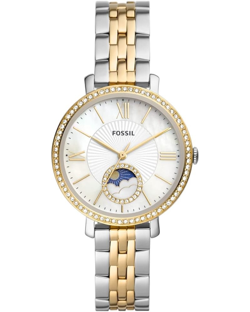 Jacqueline Women's Watch with Stainless Steel or Leather Band, Analog Watch Display Silver/Gold Moonphase $50.84 Necklaces