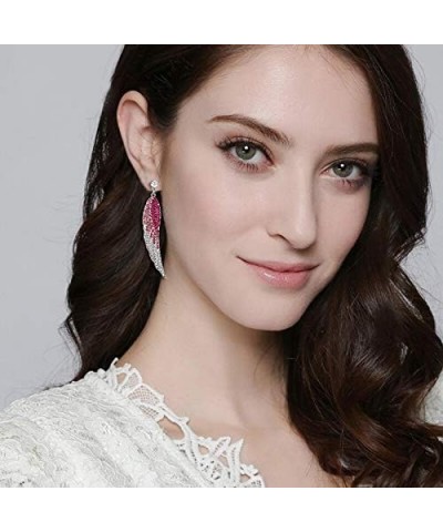 Austrian Crystal Bridal Angel Wing Dangle Earrings Pink Silver-Tone $9.84 Earrings