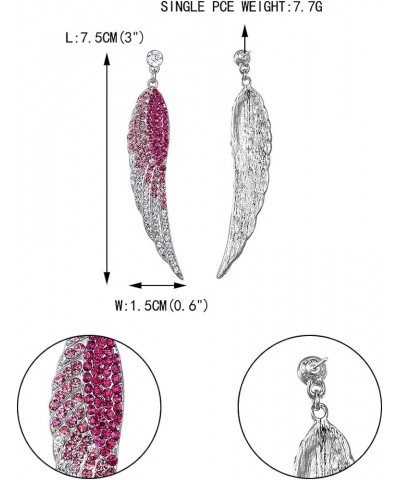 Austrian Crystal Bridal Angel Wing Dangle Earrings Pink Silver-Tone $9.84 Earrings