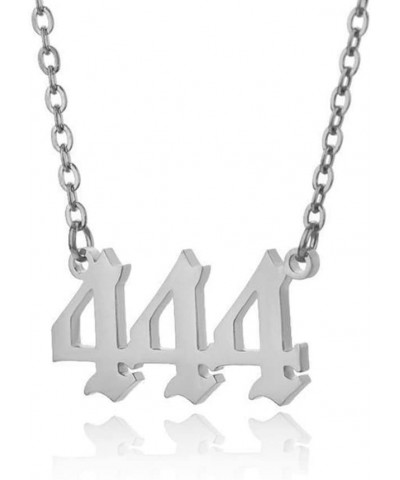 Angel Lucky Number pendant necklace 111-999 commemorative gift stainless steel bracelet anklet ring for men and women silver-...