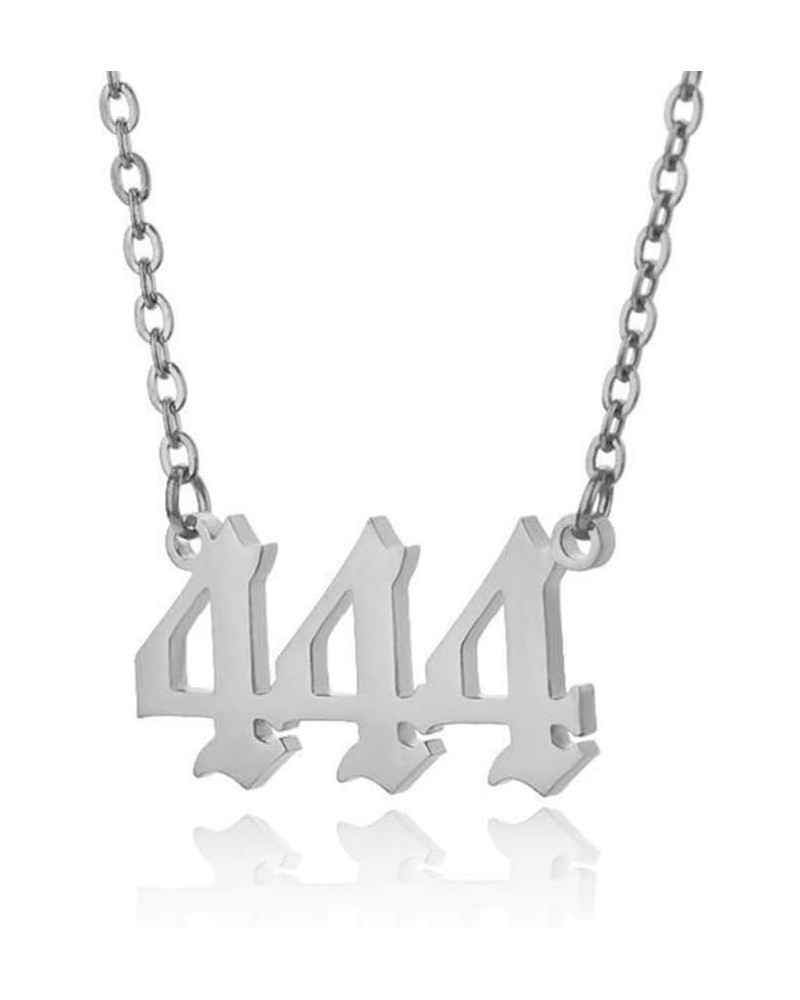 Angel Lucky Number pendant necklace 111-999 commemorative gift stainless steel bracelet anklet ring for men and women silver-...