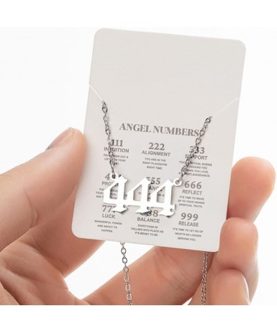 Angel Lucky Number pendant necklace 111-999 commemorative gift stainless steel bracelet anklet ring for men and women silver-...