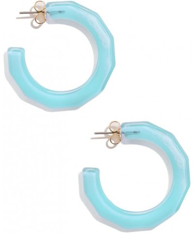 Colorful Resin Acrylic Textured Flat Hoop Earring for Women Girls Bright Blue $13.86 Earrings