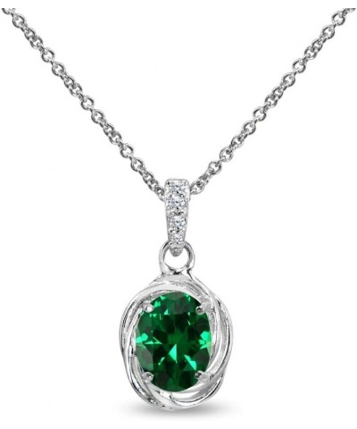 Sterling Silver Genuine or Synthetic Gemstone 8x6mm Oval Love Knot Pendant Necklace Synthetic Green Quartz $13.80 Necklaces