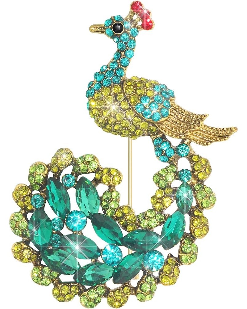 Vintage Full Austrian Crystal Bird Peacock Brooch Pin Corsage Stunning Art Deco Fashion Animal Brooch Pin Bridal Ribbon Brooc...