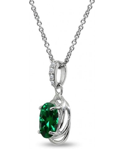 Sterling Silver Genuine or Synthetic Gemstone 8x6mm Oval Love Knot Pendant Necklace Synthetic Green Quartz $13.80 Necklaces