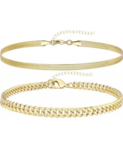 Ankle Bracelets for Women, 14k Gold Plated Waterproof Layered Cuban Figaro Link Chain Anklets Set Gold Anklets Jewelry Gift A...