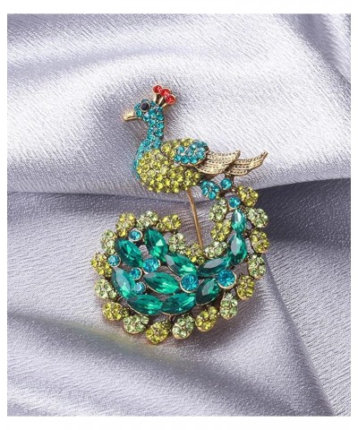 Vintage Full Austrian Crystal Bird Peacock Brooch Pin Corsage Stunning Art Deco Fashion Animal Brooch Pin Bridal Ribbon Brooc...
