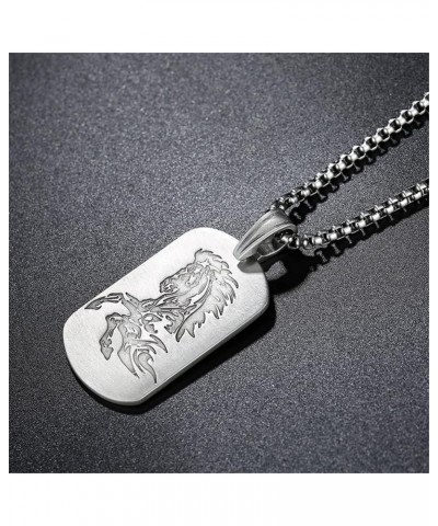 Men's and Women's Stainless Steel Chinese Dog Tag Zodiac Signet Pendant Necklace with Chain Amulet Jewelry Horse popular $9.2...