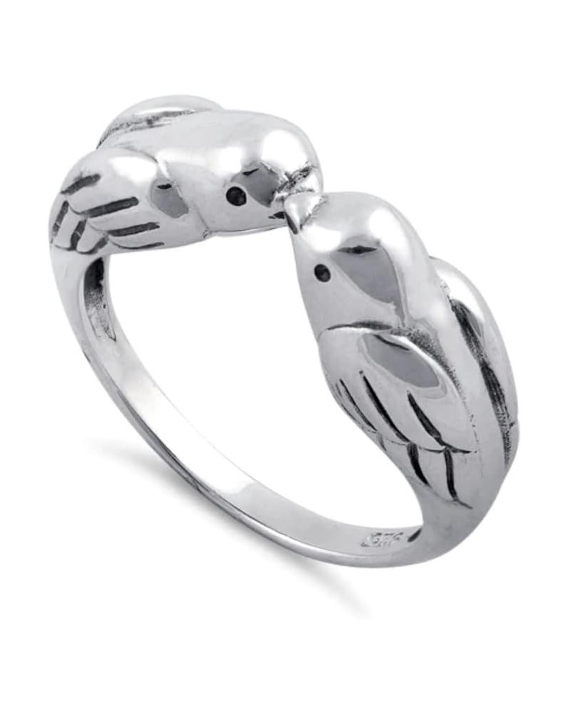 925 Sterling Silver Love Bird Kissing Women Stacking Ring $36.22 Rings