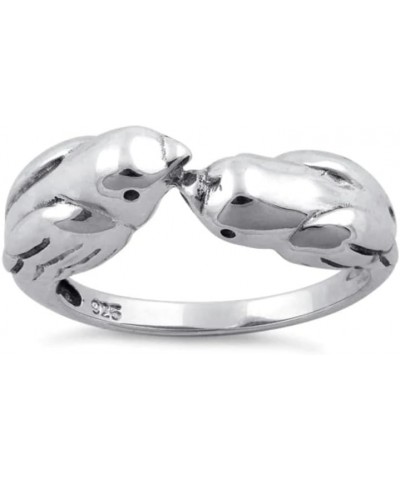 925 Sterling Silver Love Bird Kissing Women Stacking Ring $36.22 Rings