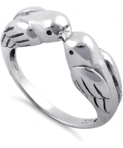 925 Sterling Silver Love Bird Kissing Women Stacking Ring $36.22 Rings