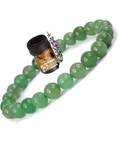 Pack of 2 - Green Jade 8mm Round Bead Bracelet | MONEY ATTRACTION Chakra Bracelets For Men & Women | Lavender Essential Oil, ...