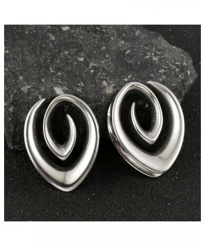 Saddle Plugs for Ears Gauges, 0g - 1 inch Spiral Gauges for Ears, Stainless Steel 316L Ear Tunnels Gauges for Men Ear Stretch...