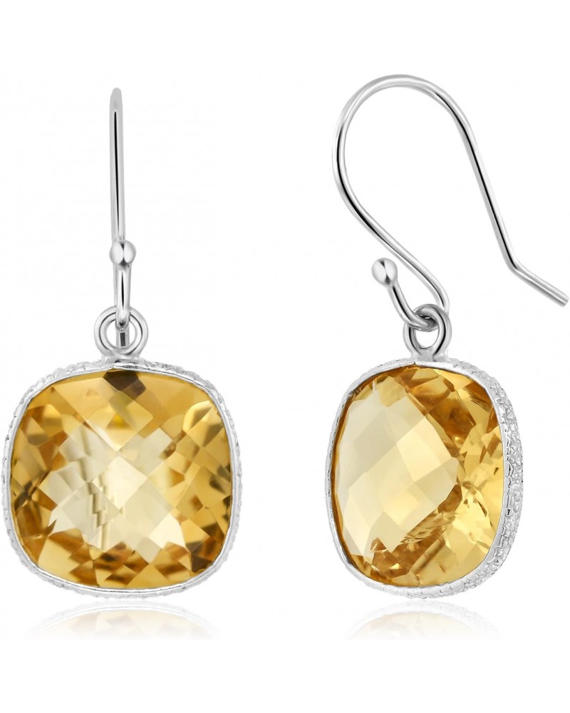 925 Sterling Silver Yellow Citrine Stud Dangle Earrings For Women (10.00 Cttw, Gemstone Birthstone, 11MM Cushion Cut) $30.20 ...