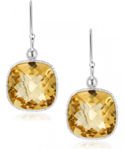 925 Sterling Silver Yellow Citrine Stud Dangle Earrings For Women (10.00 Cttw, Gemstone Birthstone, 11MM Cushion Cut) $30.20 ...