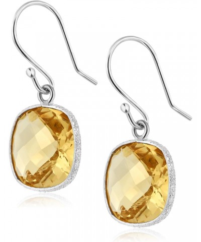 925 Sterling Silver Yellow Citrine Stud Dangle Earrings For Women (10.00 Cttw, Gemstone Birthstone, 11MM Cushion Cut) $30.20 ...