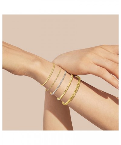 Gold Bangle Bracelets for Women, 14K Real Gold Plated Link Chain Bracelets for Women, Trendy Thin Dainty Stackable Link for J...