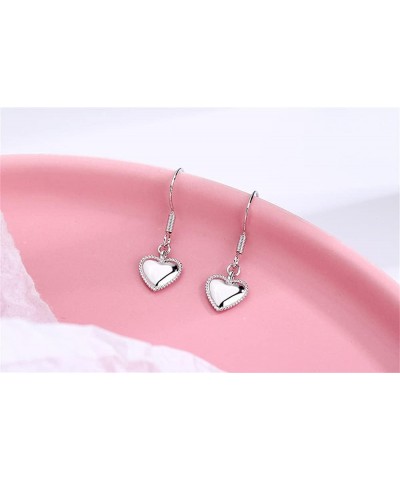 Simple Love Heart Tiny Drop Dangle Earrings for Women Little Girls Dainty Cute Sterling Silver Plating Fish Hook Hanging Smal...