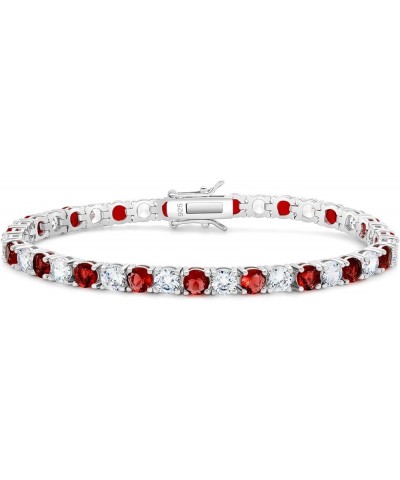 Tennis Bracelet Ruby | Eemeral | Sapphire | Cubic Zirconia Color Gemstone Silver Tennis Bracelet for Women Men 6.5|6.75|7.0|7...