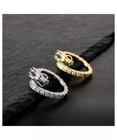 14K Gold Chinese Dragon Design Ring, Moissanite Hip-Hop Style Ring, Embracing Cultural Heritage in Urban Fashion White Gold $...