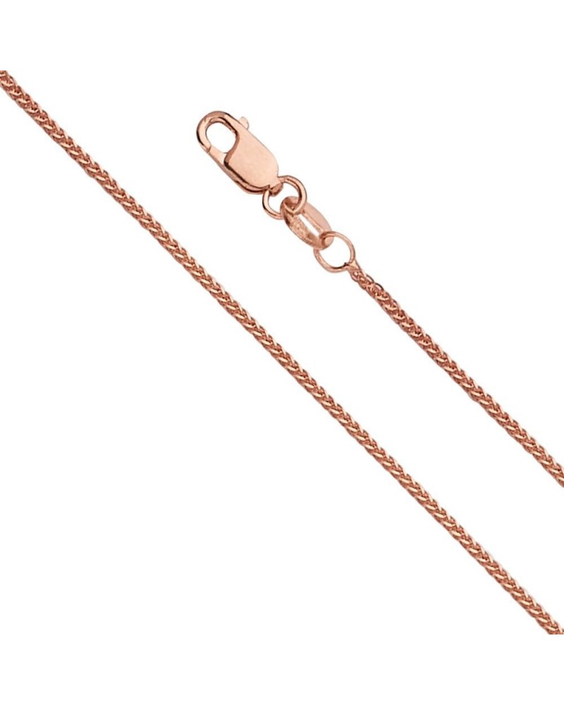 14k REAL Yellow OR White OR Rose/Pink Gold Solid 0.8mm Diamond Cut Braided Square Wheat Chain Necklace with Lobster Claw Clas...