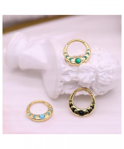 16G 316L Colorful Septum Rings Hoop 8mm/10mm Stainless Steel Segment Nose Rings Cartilage Clicker Hoop Earrings for Rook, Dai...