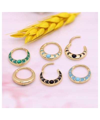 16G 316L Colorful Septum Rings Hoop 8mm/10mm Stainless Steel Segment Nose Rings Cartilage Clicker Hoop Earrings for Rook, Dai...