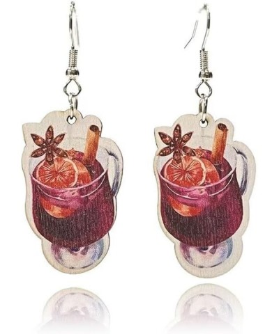 Celebrate Wine Earrings Wine Glasses Earrings Acrylic Wooden Cute Funny Red Wine Moon Black Cat Earrings Party Jewelry Gift F...