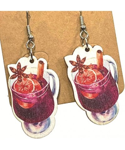 Celebrate Wine Earrings Wine Glasses Earrings Acrylic Wooden Cute Funny Red Wine Moon Black Cat Earrings Party Jewelry Gift F...